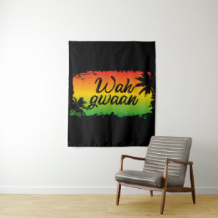 Wah Gwaan Jamaican Rastafarian Caribbean Tapestry Wandteppich