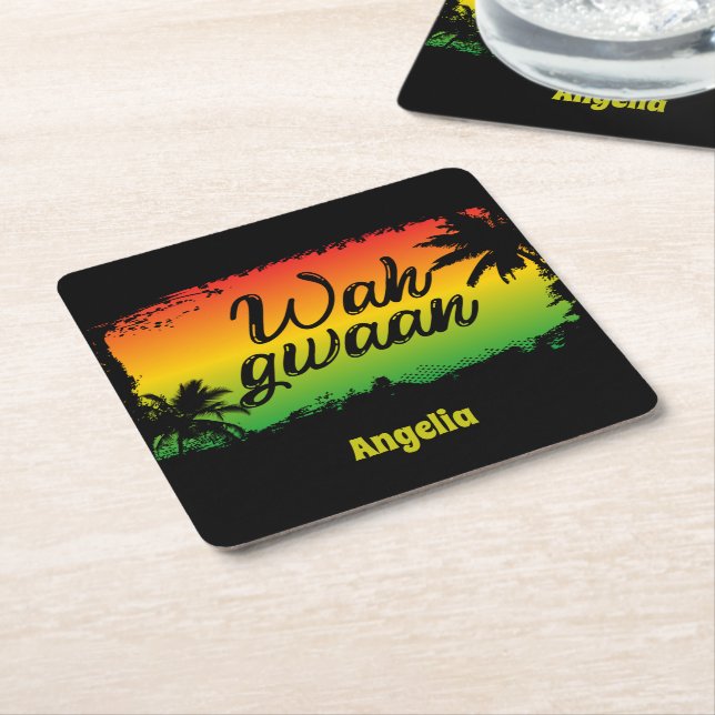 Wah Gwan Jamaican Rasta Rechteckiger Pappuntersetzer (angewinkelt)