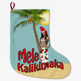 Wahine Button-oben Mele Kalikimaka Großer Weihnachtsstrumpf
