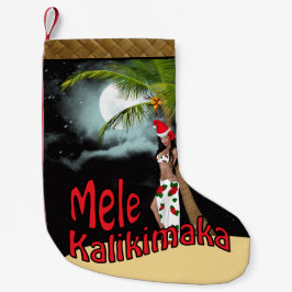Wahine Button-oben Mele Kalikimaka Kleiner Weihnachtsstrumpf