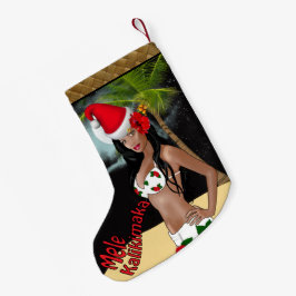 Wahine Button-oben Mele Kalikimaka Kleiner Weihnachtsstrumpf