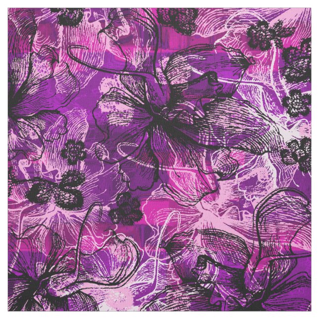 Wahine Lace Hawaiian Orchid Collage Stoff (Muster)