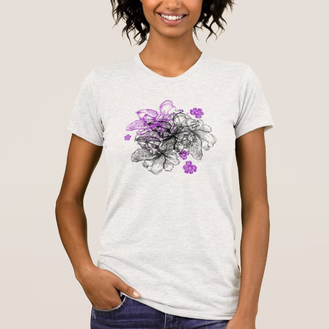 Wahine Lace Hawaiian Orchid T-Shirts (Vorderseite)