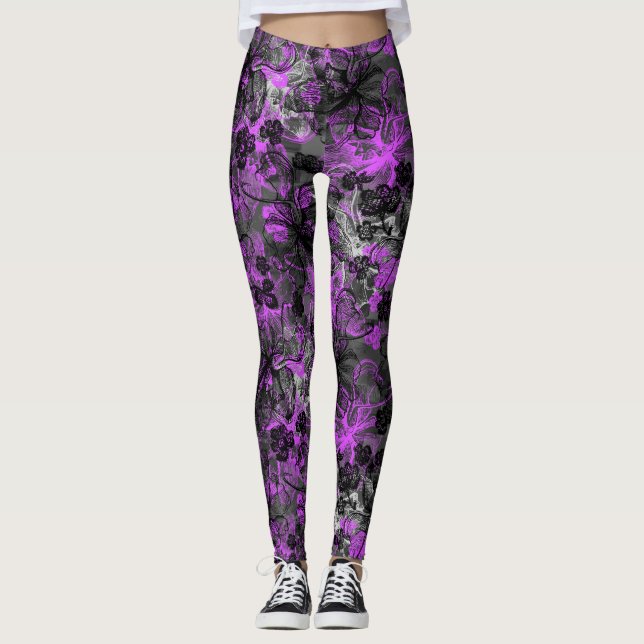 Wahine Lace Hawaiian Tropical Orchid Leggings (Vorderseite)