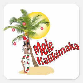 Wahine Pinup Mele Kalikimaka Weihnachtskleber Quadratischer Aufkleber