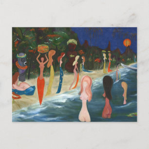 Wahine und Tiki von Marguerite Blasingame Postkarte