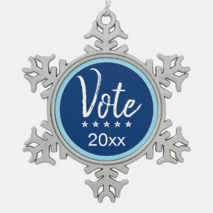 Wahl 2024 Wahl Fünf Sterne Blau Nichtparteiisch Schneeflocken Zinn-Ornament