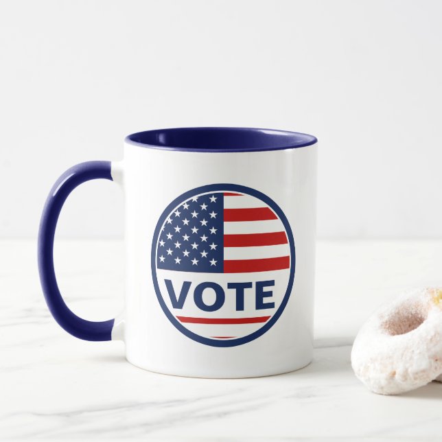 Wahl der Präsidentschaftswahlen unter amerikanisch Tasse (Mit Donut)