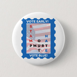 Wahl für Biden (Briefmarke out Hate) - blaues But Button