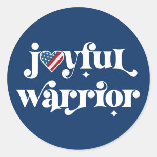 Wahl Joyful Warrior White Type USA Flag Herz Runder Aufkleber