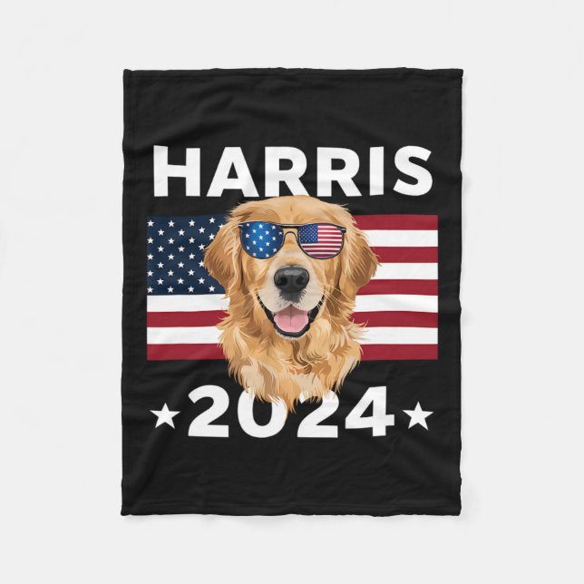 Wahl Kamala Harris 2024 Golden Retriever Dog U Fleecedecke (Vorderseite)