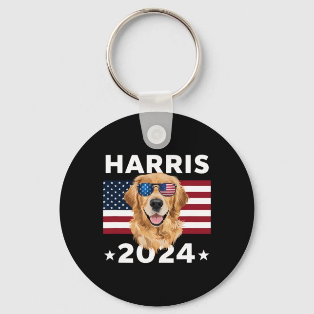 Wahl Kamala Harris 2024 Golden Retriever Dog U Schlüsselanhänger (Vorderseite)