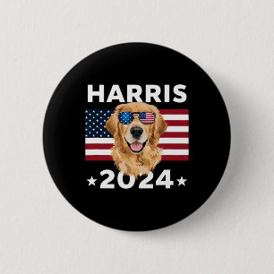 Wahl Kamala Harris 2024 Golden Retriever Hund U Button