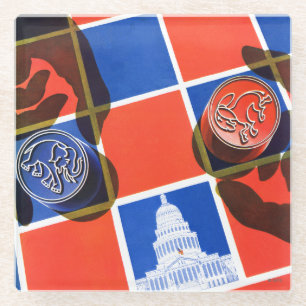 Wahl-Schachbrett Glasuntersetzer