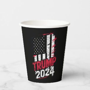Wahl TRUMP 2024 Vintage Flagge der USA Pappbecher