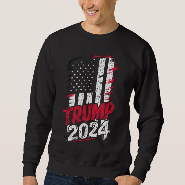 Wahl TRUMP 2024 Vintage Flagge der USA Sweatshirt (Vorderseite)