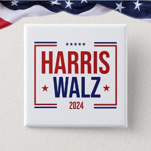 Wahl von Harris Walz Button