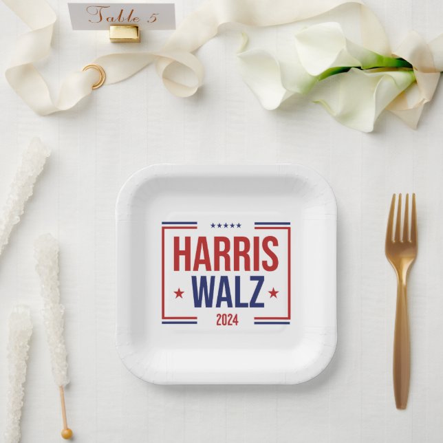 Wahl von Harris Walz Pappteller (Hochzeit)