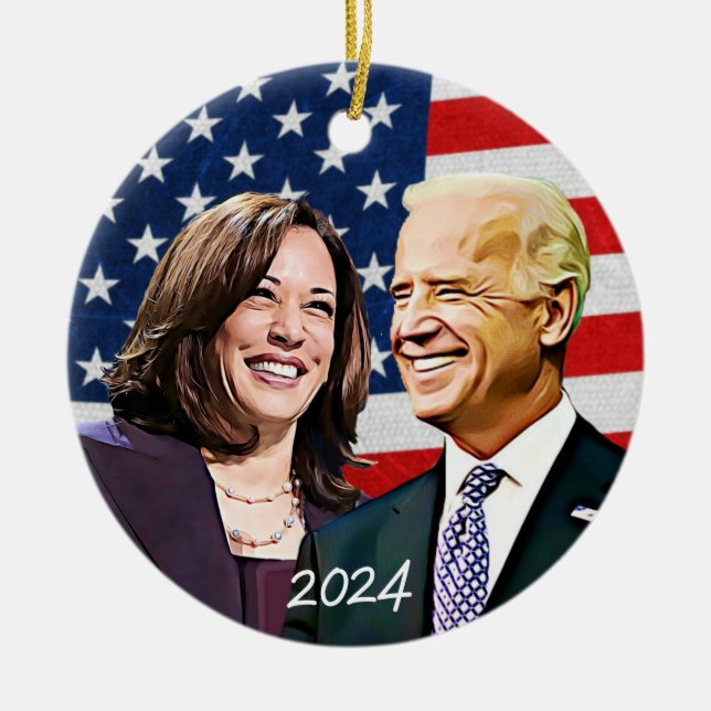 Wahl von Präsident Biden und Vizepräsident Harris  Keramik Ornament (Vorne)