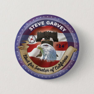 Wahl von Steve Garvey für Senator von Kalifornien Button