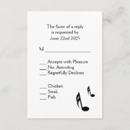 Wahl zwischen White Music Wedding RSVP Karte