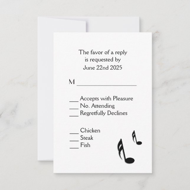 Wahl zwischen White Music Wedding RSVP Karte (Vorderseite)