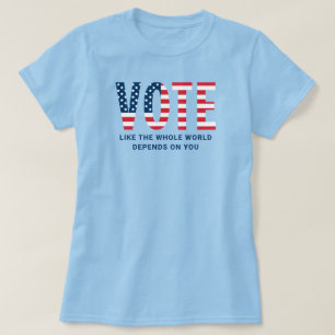 Wähle Amerikanische Flagge Blau Weiblich Patriotis T-Shirt