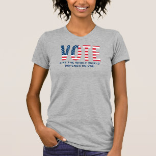 Wähle Amerikanische Flagge Grau Weiblich Patriotis T-Shirt