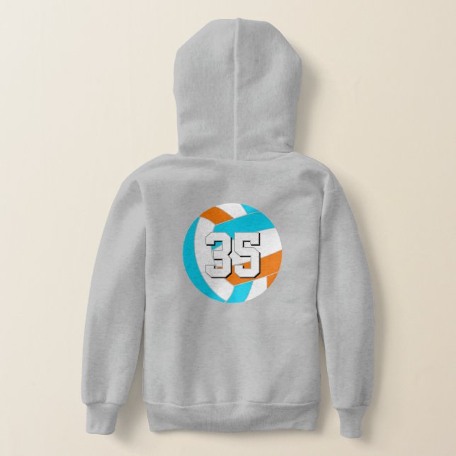 Wähle BELIEBIGE Teamfarben mit Trikotnummer Volley Hoodie (AblageHinten)