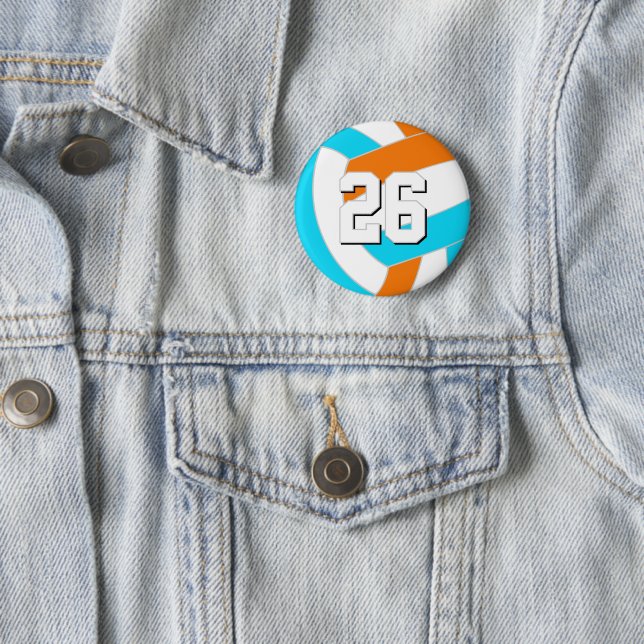 wähle BELIEBIGE Teamfarben w Trikotnummer Volleyba Button (Beispiel)