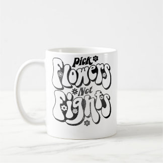 Wähle Blumen statt Kämpfe Vintage 70er Frieden Kaffeetasse
