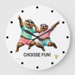 Wähle das lustige Otter-Duo Große Wanduhr