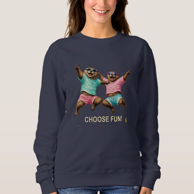 Wähle das lustige Otter-Duo Sweatshirt (Vorderseite)