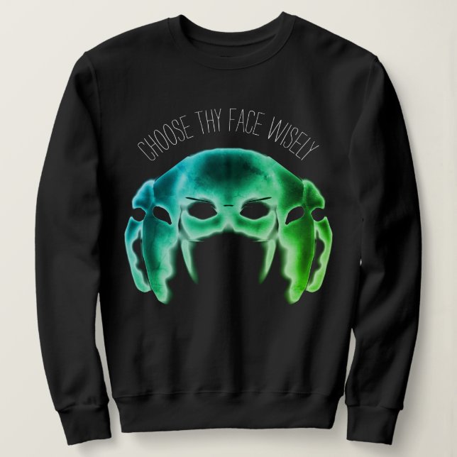 Wähle Dein Gesicht Rein grünes Geistergesicht-Swea Sweatshirt (Design vorne)