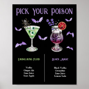 Wähle Dein Gift Halloween 2 Cocktail-Karte Poster