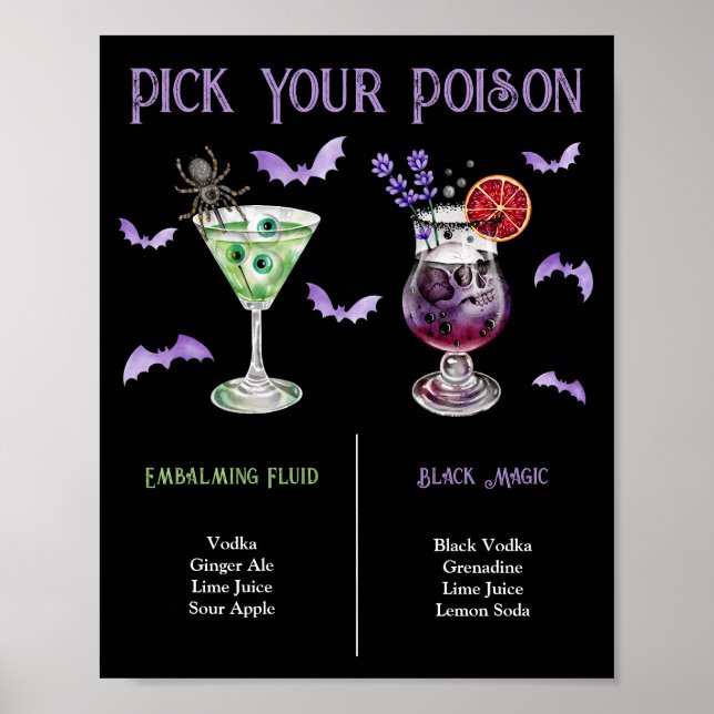 Wähle Dein Gift Halloween 2 Cocktail-Karte  Poster (Vorne)