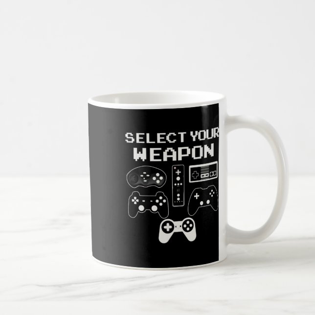 Wähle Dein Waffe Spaß Videospiel-Shirt Controller Kaffeetasse (Rechts)