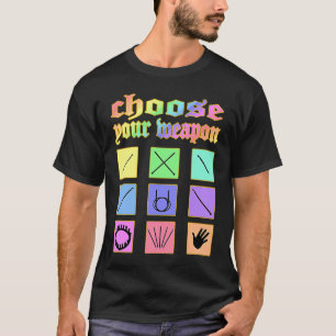 Wähle deine Waffe Stricken Häkeln Nähen Webrahmen T-Shirt