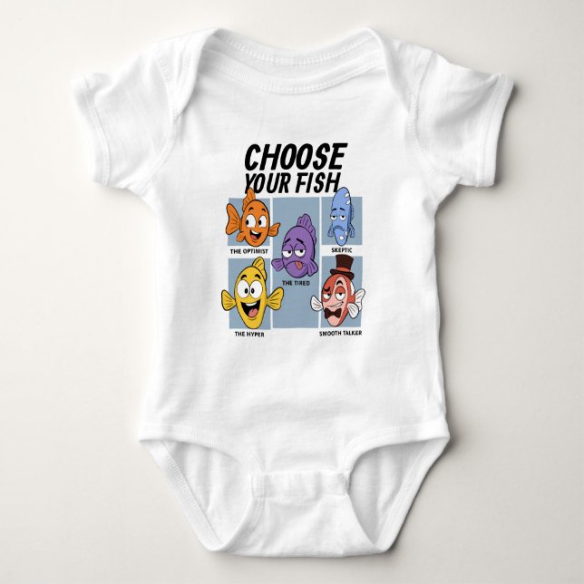 Wähle deinen lustigen Fisch Baby Strampler (Vorderseite)