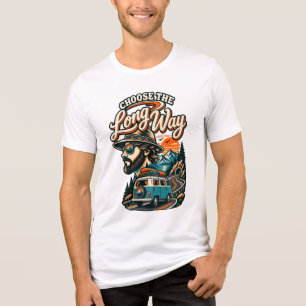 Wähle den langen Weg Vintage Road Trip Camper Van Tri-Blend Shirt