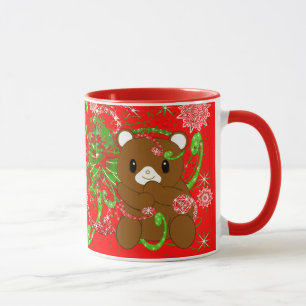 Wähle die Hintergrundfarbe - Frohe Weihnachtsbären Tasse