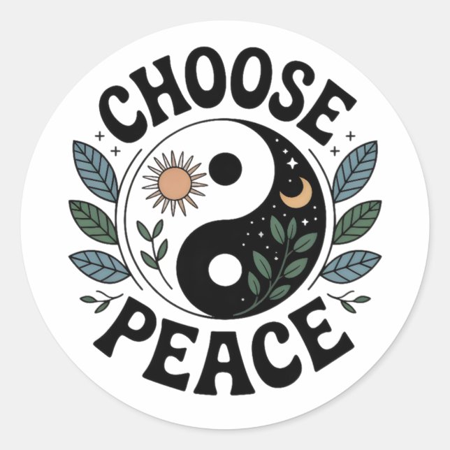 Wähle Frieden Yin-Yang Aufkleber (Vorderseite)