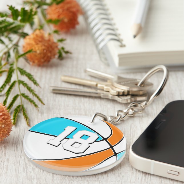 Wähle IRGENDEINE Teamfarben mit Trikotnummer Baske Schlüsselanhänger (Vorderseite rechts)