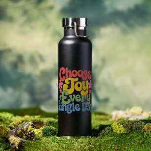 Wähle jeden einzelnen Tag Freude Retro-Regenbogen Trinkflasche