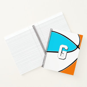 wähle JEDES Teamfarben monogrammierter Basketball Notizbuch