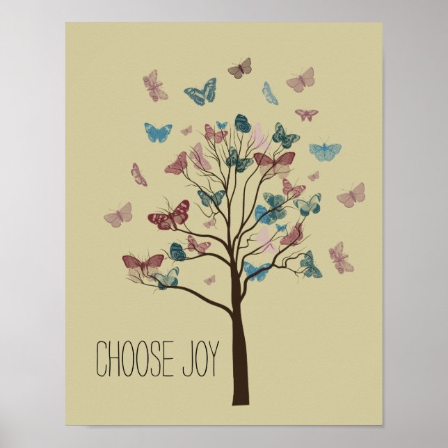 Wähle Joy Butterflies Tree Poster (Vorne)