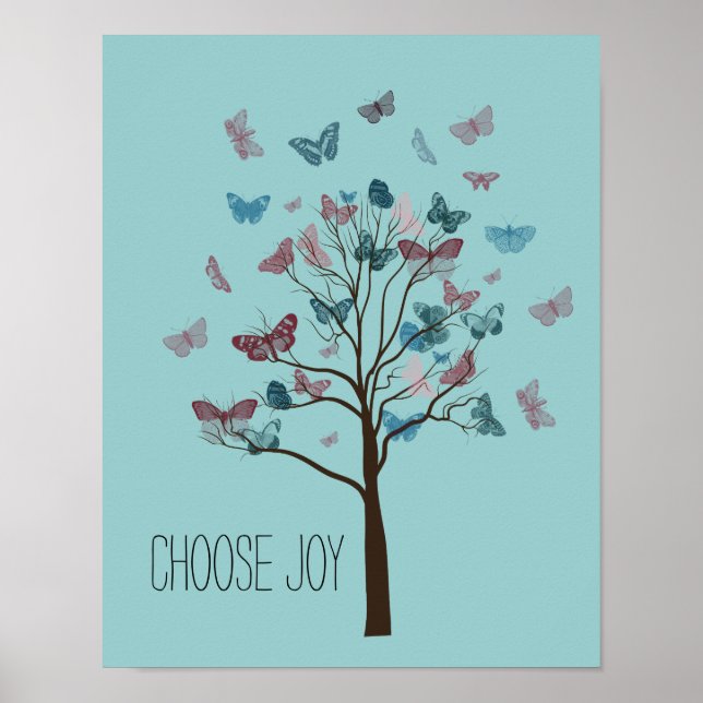 Wähle Joy Butterflies Tree Poster (Vorne)