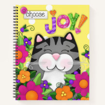 "Wähle Joy!" Farbenfrohe Cat Custom Spirale Journa