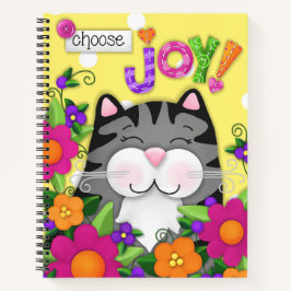 "Wähle Joy!" Farbenfrohe Cat Custom Spirale Journa Notizbuch