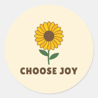 Wähle Joy Sunflower Positive Floral Inspirierend Runder Aufkleber